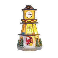 Beleuchteter Uhrturm-Weihnachtsdorf-Anhänger mit LED-Lichtern für festliche Desktop- und Weihnachtszimmerdekoration