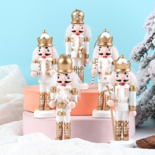 Saisonale Nussknacker-Hängeornamente Set aus 5 Holzfiguren zur Weihnachtsdekoration an Weihnachtsbaum und Wänden