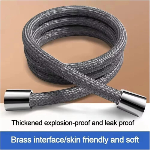 1.5m flexible nylon shower hose with G1/2 universal interface, antitangle (Gray) 1