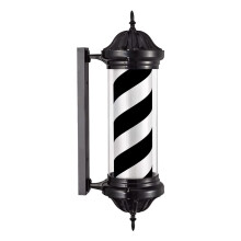 Rotating Barber  Sign Outdoor Wall Mounted Retro Illuminating Stripes With Exterior Lights BlueWhite