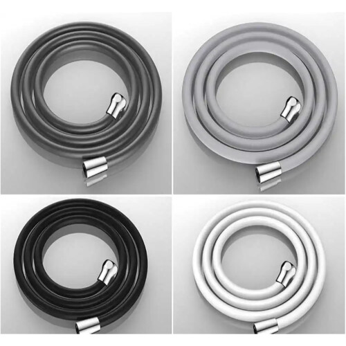 1.5/2 m soft silicone shower head hose with 360 rotation, flexible, tangle (White, 2.0M) 1