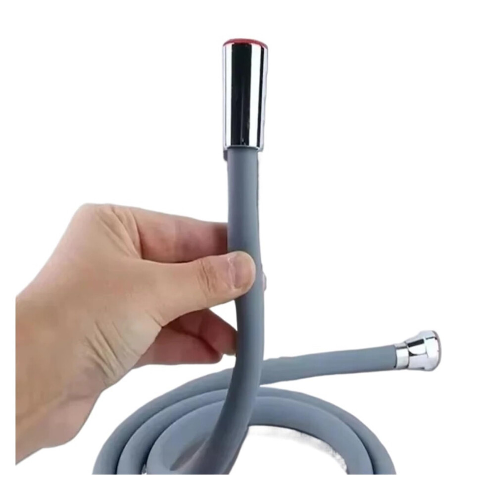 Silicone Flexible Shower Hose Antikink Extension Pressure Pipe Showerhead Tube Bath Faucet Accessories (Grey 200Cm) 200Cm Grey 200Cm 9347817883879