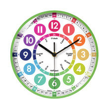 Silent Time Teaching Wall Clocks for Kids, Colorful Telling Time Clock