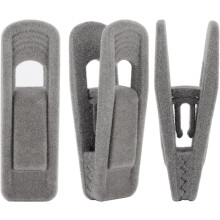 Elegantes Kleiderschrank-Accessoire, 20 Stück robuste, beflockte Kleiderbügelclips aus elfenbeinfarbenem Samt für Hosen und Röcke, glatte Kanten,
