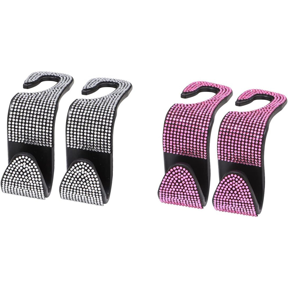 Bling Car Seat Hooks, 4 Pack - Crystal Rhinestone Decor Adds Glamour To Your Drive, Universal Compatibility, Easy To Install, Durable Pp Material 9130438392109