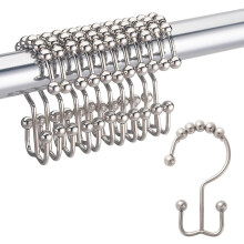 Smooth Glide Stainless Steel Shower Curtain Hooks, Rust Proof For Lasting Beauty, Set Of 12, Nickel, Perfect For Standard Rods