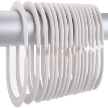 Shower Curtain Hooks, Transparent And White 36-Piece Set, Silicone Plastic Rustproof Hooks With Polished Finish