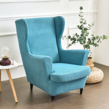 Luxurious Velvet Wingback Chair Covers, Elegant Jacquard Fabric With Elastic Bottom Ensures Perfect Protection For Your Furniture, Two Pieces Construc
