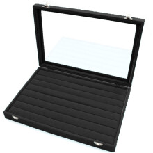 Elegant Jewelry Organizer Box, Stylish Clear Lid Glass Top Storage Case