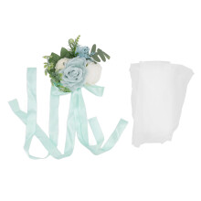 Décoration de mariage écologique et éclatante, compositions florales artificielles bleu poudré, finitions exquises pour des centres de table