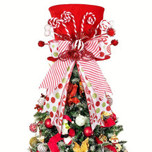 1-teiliger klassischer Weihnachtsbaumzylinder mit Schokoriegel-Schleifen-Banddekoration für Weihnachtsbaum- oder Tischdekoration