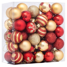 50 Stücke 4 cm Weihnachtsbaumdekorationen Bälle Weihnachtsfest Hängeball-Ornamente Weihnachten für das Jahr Geschenke