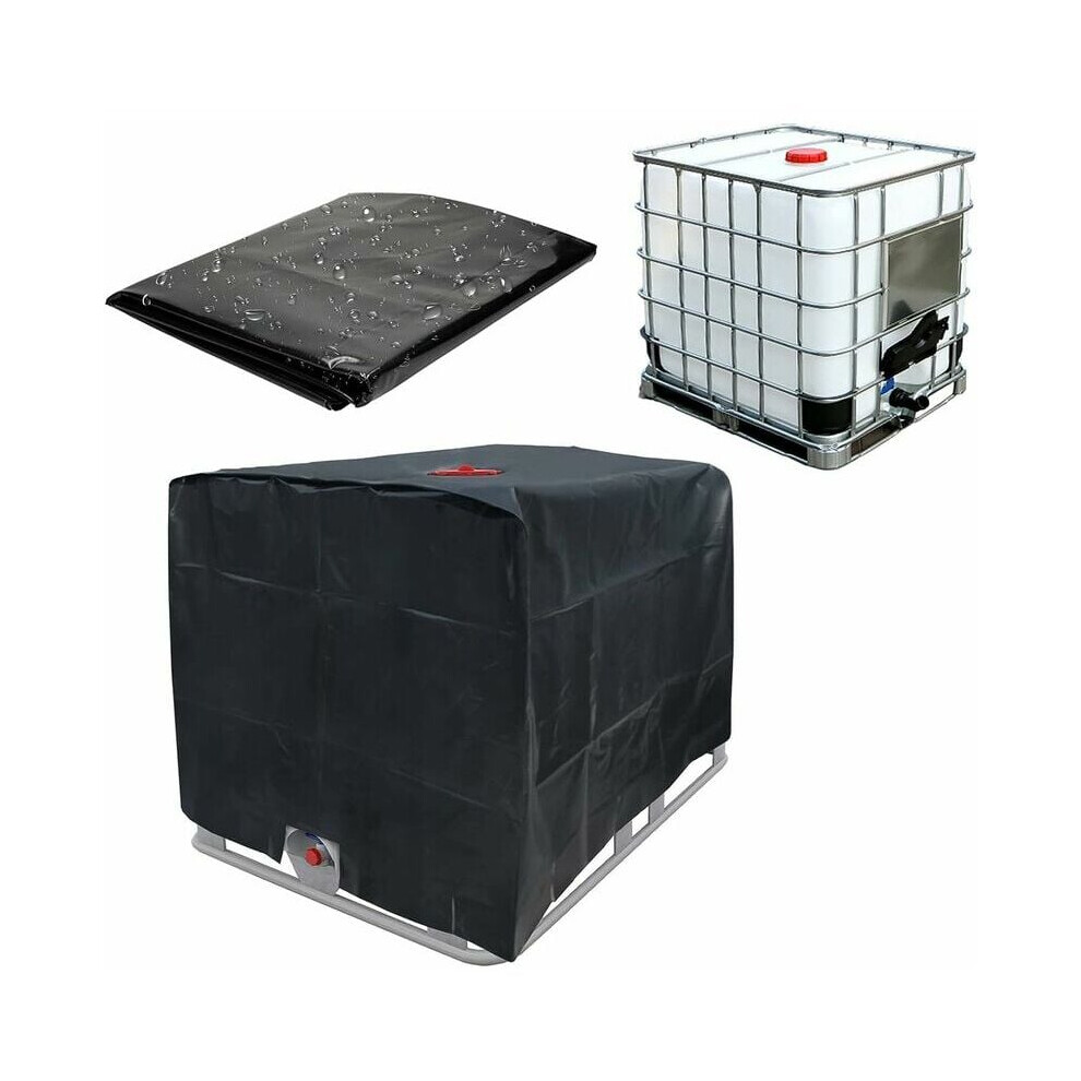 Outdoor Protective Cover, Weather Resistance Ibc Tote Cover, Reusable And Foldable Black Cover For 1000 Liter Tank (120X100x116cm) 9448196373613