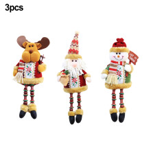 Flanell-Plüsch-Weihnachtsornamente 3-teiliges Set Weihnachtsmann-Schneemann-Rentier mit stabiler Sandbasis für festliche Wohnkultur
