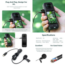 Lavalier Clip-Mikrofon für für X4 Kamera Rauschunterdrückung leise Tonaufnahmen