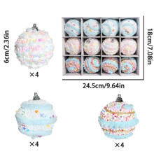 12 Teile Schaumstoff-Weihnachtsbaumkugel-Set 236 Zoll bemalte Macaron-Farben mit Glitzer als Weihnachtsdekoration