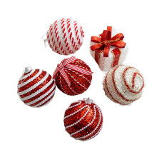Weihnachtsfeier Für Weihnachtsbaum-Schaumstoffkugeln Set aus 6 roten, weißen Farben, leicht, leicht aufzuhängen, 8 cm Durchmesser