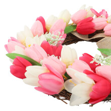 Rattan Ring künstlicher Tulpenblumenkranz Frühlingskranz Notiz Anzahl der Teile Verpackungsinhalt Qualitätsgarantie