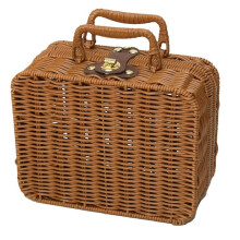 Weiden-Picknickkorb, Vintage-Dekoration, Requisiten, Koffer, Aufbewahrungskörb, Make-up-Organizer, Metallschloss, Plastikrattan