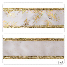 Set aus 3 drahtgebundenen Weihnachtsbändern mit goldener Kiefernnadel-Gestaltung zum Einpacken und Feiertagsdekorationen für Dekorationsprojekte