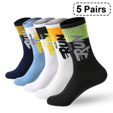5 paren/lot biologische katoenen herensokken hardloopsportsokken skateboard casual mode basketbalsokken fitness ademende sokken man