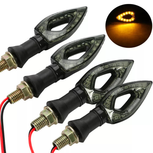 4Pcs Motorrad Herzform Universal 12 LED-Blinker Kurzblinker Blinker Blinker Bernsteinfarben