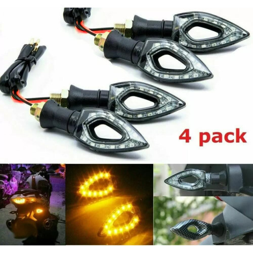 4Pcs Motorrad Herzform Universal 12 LED-Blinker Kurzblinker Blinker Blinker Bernsteinfarben 1