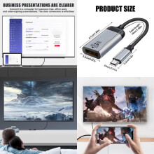 DP to USB C Short Adapter Cable Wire 4K 60Hz Output Metal Housing 19cm
