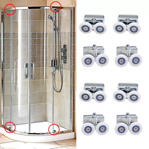 8-PCS Διπλή οθόνη ντους Ρολά πόρτας/Δρομείς/Επάνω τροχός Κάτω 23mm Οικιακό