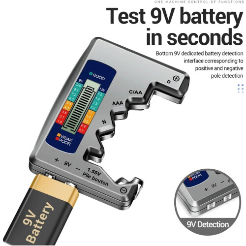 Digital Battery Tester with Color LCD for AA AAA C D 9V Button Cells Capacity Check 2