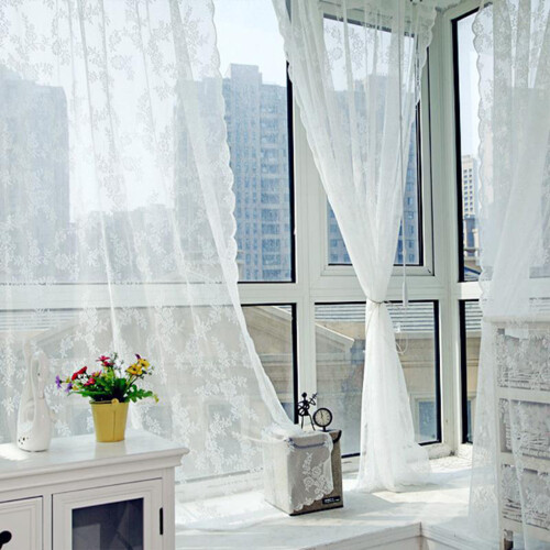 (White, 145cm*100cm250G) Wide Application Tulle Curtains For Various Settings Light Filtering 2