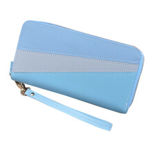 Clutch Wallet for Women Genuine Leather RFID Blocking Colorblock Design Large Capacity Zip Around Style with Removable Wristlet