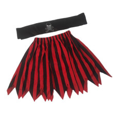Kinder Piratenrock Kostüm Rot Schwarz S 110cm Elastischer Bund
