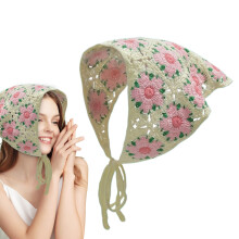 Crocheted Hair Bandana Floral Knit Hair Accessory Fashionable Accessories Breathable Versatile Headbands for Everyday Festival Photos