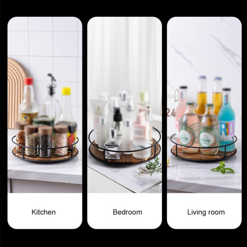 (Diameter: 22CM) Countertop Kitchen Storage Tray 360 Rotation For Easy Access 2