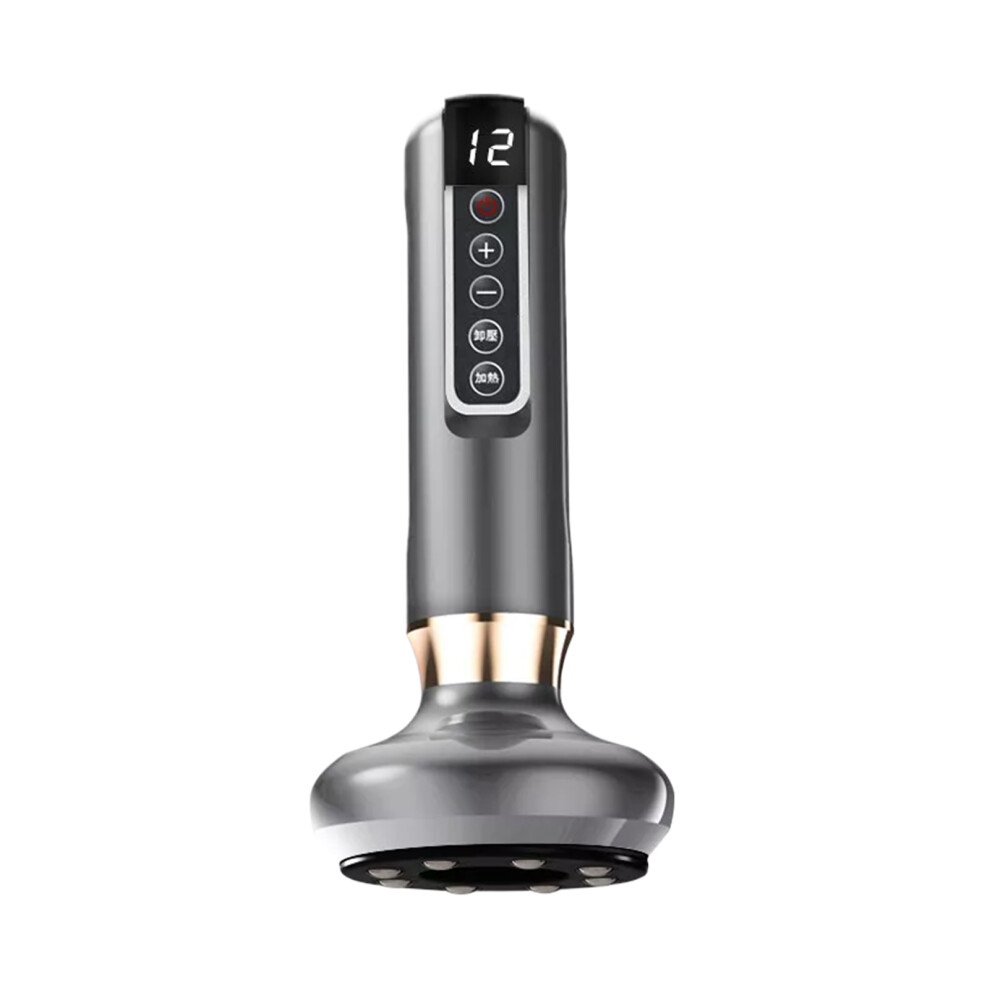 (grey, 12 gear) Smart Vacuum Massage Jars Convenient Relaxing Rechargeable Provide
