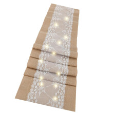 Burlap and Lace Table Cover With Energy Efficient LED-30*180cm
