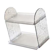 2-stöckiger transparenter Schreibtisch-Organizer, Standregal, PP, Grau, 654g