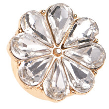 Flower Charm Button Cover Fashion Rhinestone Button Cover Clip Easy to Use for Blouses Golden Base