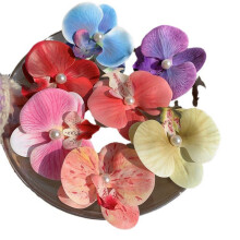 Set of 9 Orchid Flower Hair Barrettes, Durable and Versatile Fashion Accessories, Hair Clips for Elegant Updos