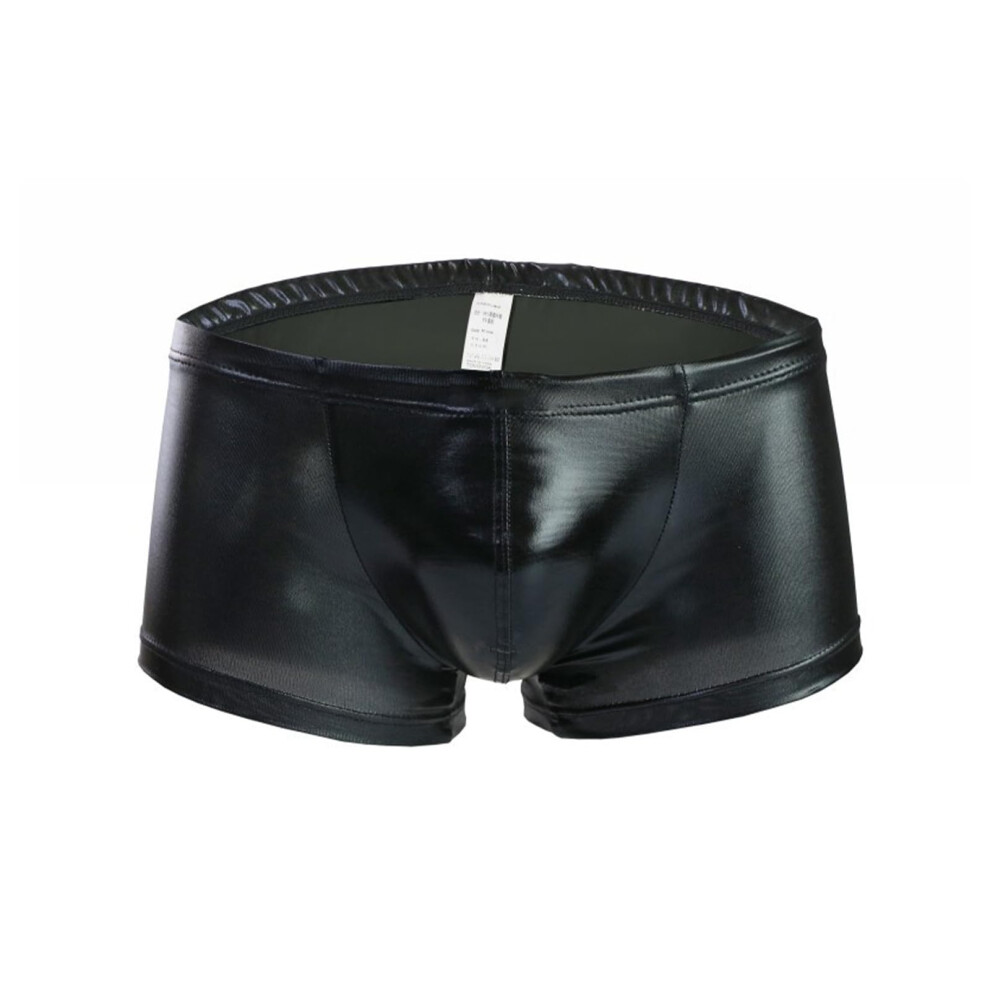 Erotic Boxer Shorts for Men Wetlook Retro Cotton Leather Latex Underwear