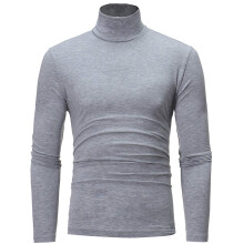Men's Turtleneck Pullover Fine Knit Sweater Slim Fit Long Sleeve Winter Cotton L Gray