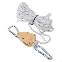Adjustable and stable hanging strap for tent and awning setups, with rope hooks for easy use (white).