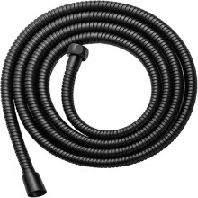 1.5m/2m/3m G1/2 Inch Flexible Shower Hose Stainless Steel Chrome Bathroom Water Head Shower Extension Pipe Shower Head Hose (Black, 200cm)