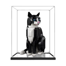 Acrylic display case for 21349 Cat Model, dustproof transparent display case, model collection showcase (model not included) (mirror base 3 mm).