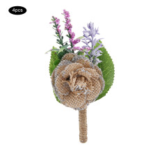 Boutonnière de mariage vintage pour une décoration de mariage champêtre, confectionnée à la main en coton et lin pour les fleurs d'événements