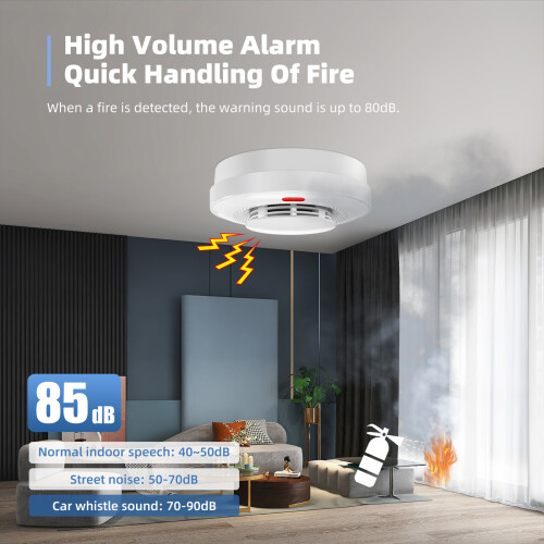 Wireless Smoke Detector Fire Alarm 85dB 360 Detection 433MHz 1