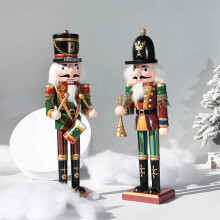 Traditional Wooden Christmas Puppet, Vibrant Color Palette With White Hair, Gemstones And Fluffy White Hair For Realistic Representation