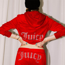 (Bright red, XXL) Women Velvet Juicy Tracksuit Couture Tracksuit Two Piece Set Couture Sweatsuits