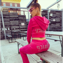 (Rose red, XL) Women Velvet Juicy Tracksuit Couture Tracksuit Two Piece Set Couture Sweatsuits